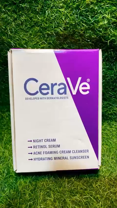 Cerave 4 In 1 Skincare Kit Night Cream, Sunblock, Cleanser & Serum For Radiant Skin