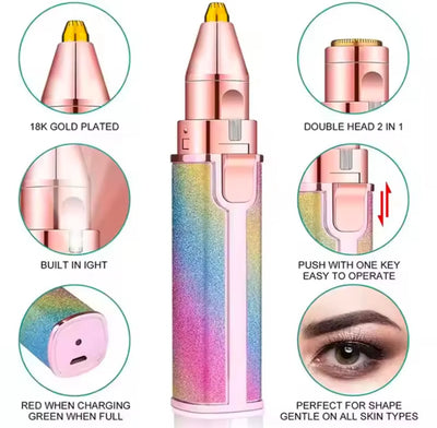 2 In 1 Electric Eyebrow Trimmer And Shaver, Flawless Hair Remover 2 In 1 Hair Remover Trimmer For Women, Flawless Facial Machine Razor, Painless Eyebrow Removal (rechargeable)